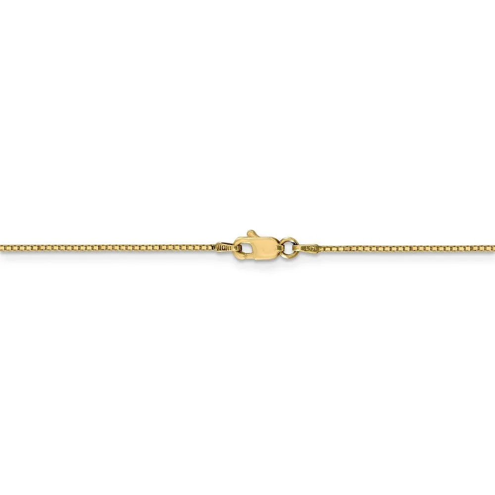 0.9mm, 14k Yellow Gold, Solid Box Chain Bracelet