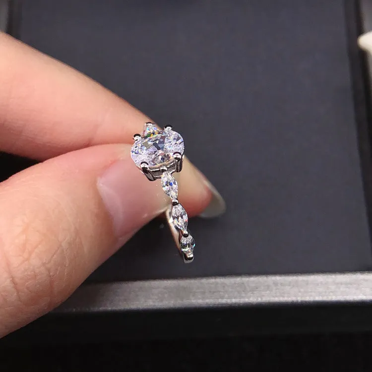 1 Carat Marquise Shape Moissanite Diamond Ring