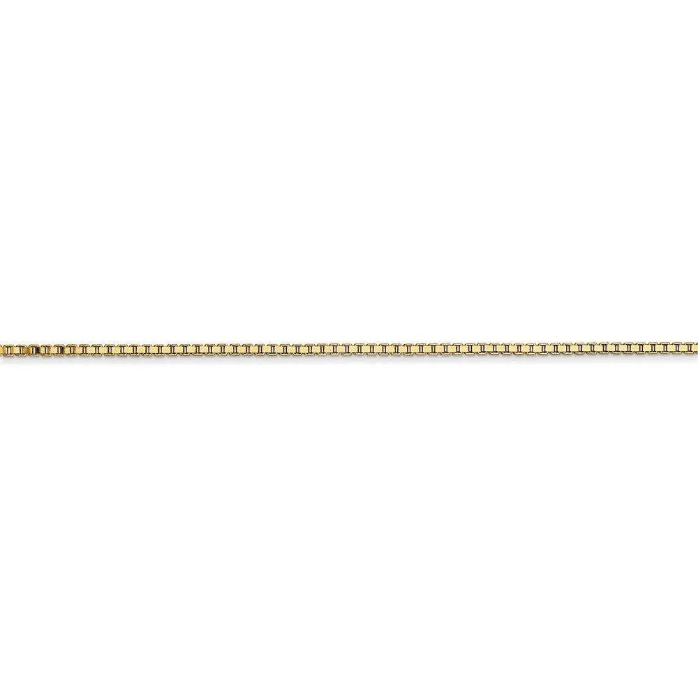 1.1mm, 14k Yellow Gold, Solid Box Chain Bracelet