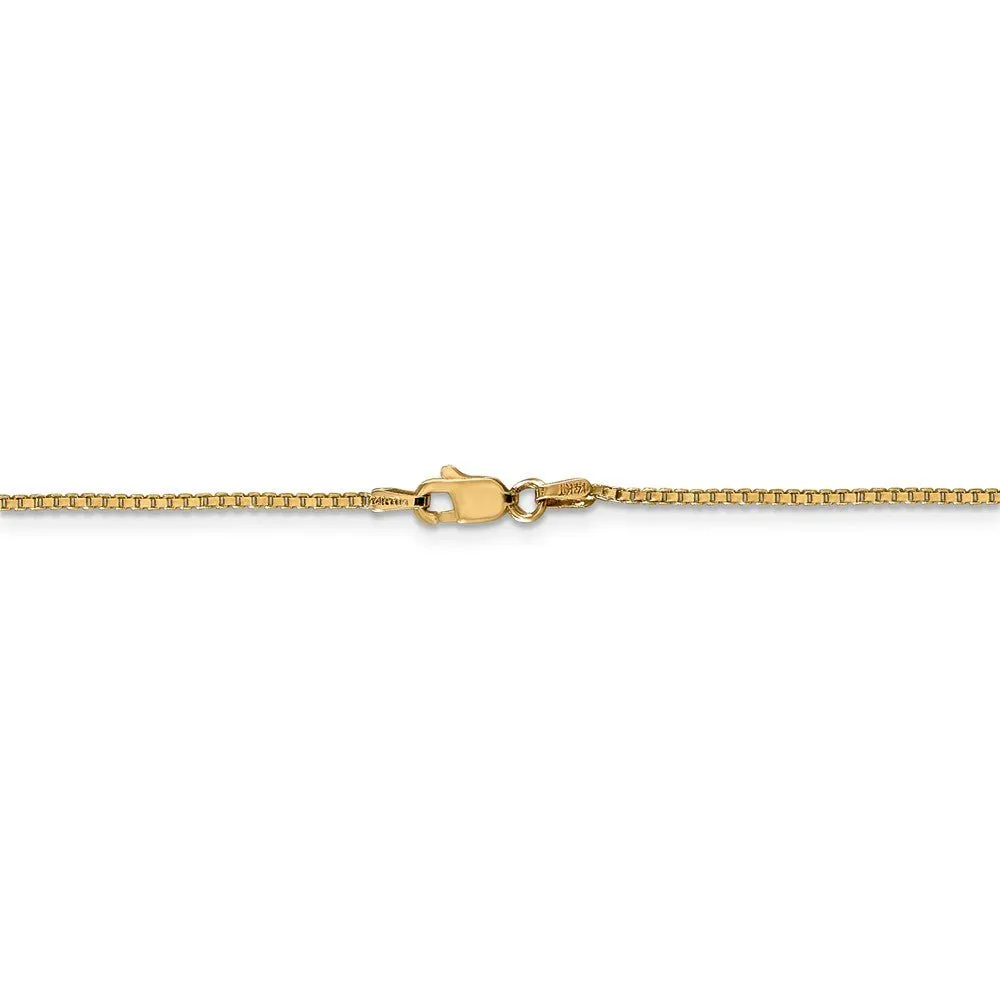 1.1mm, 14k Yellow Gold, Solid Box Chain Bracelet