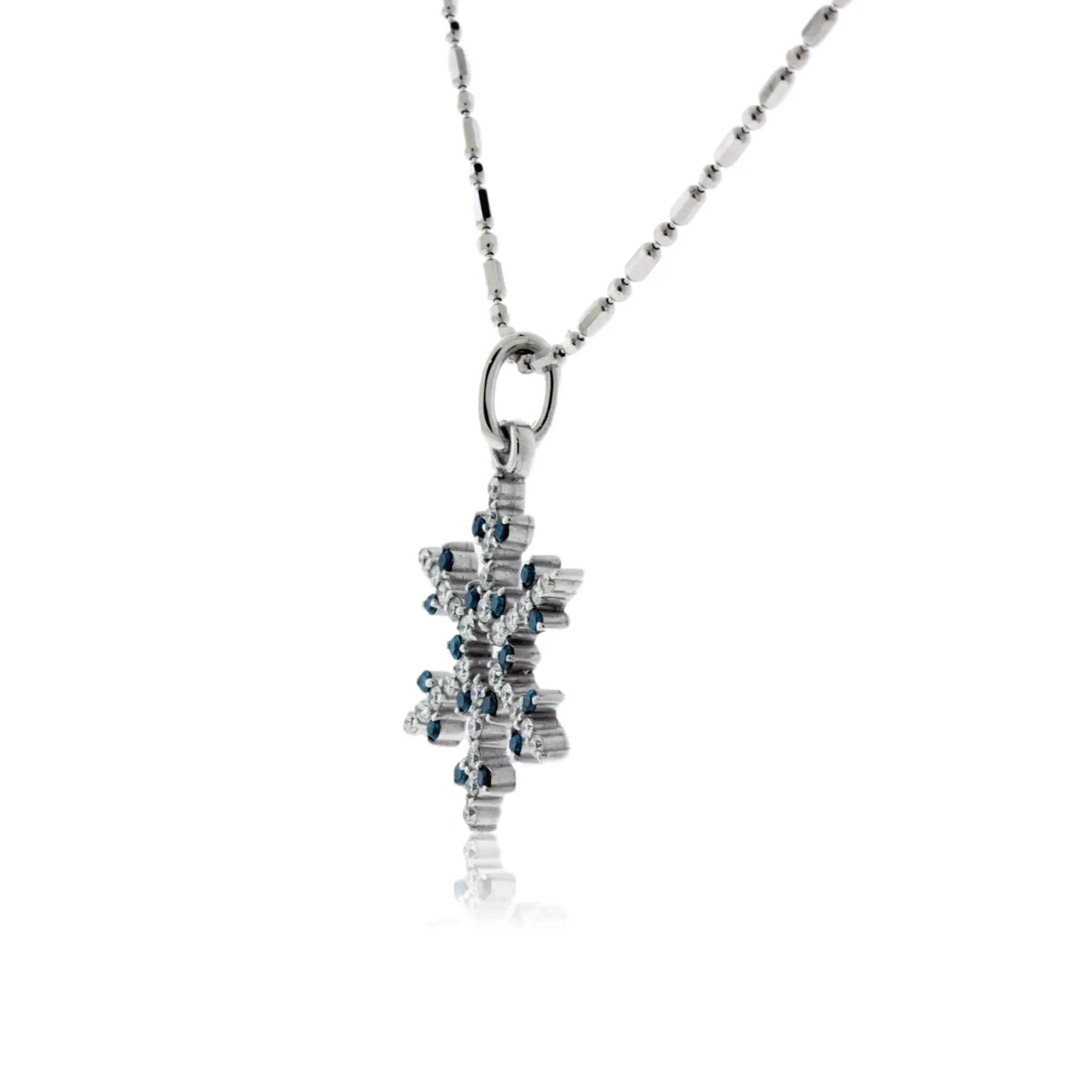 1/3 Carat Pave Diamond and Colored Tipped Snowflake Necklace