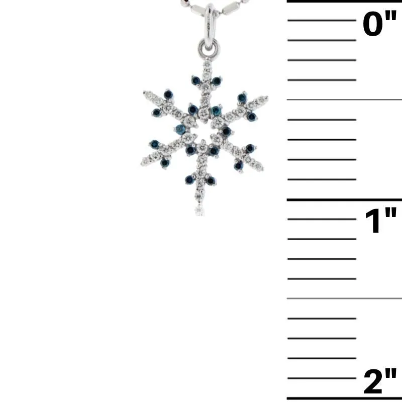 1/3 Carat Pave Diamond and Colored Tipped Snowflake Necklace