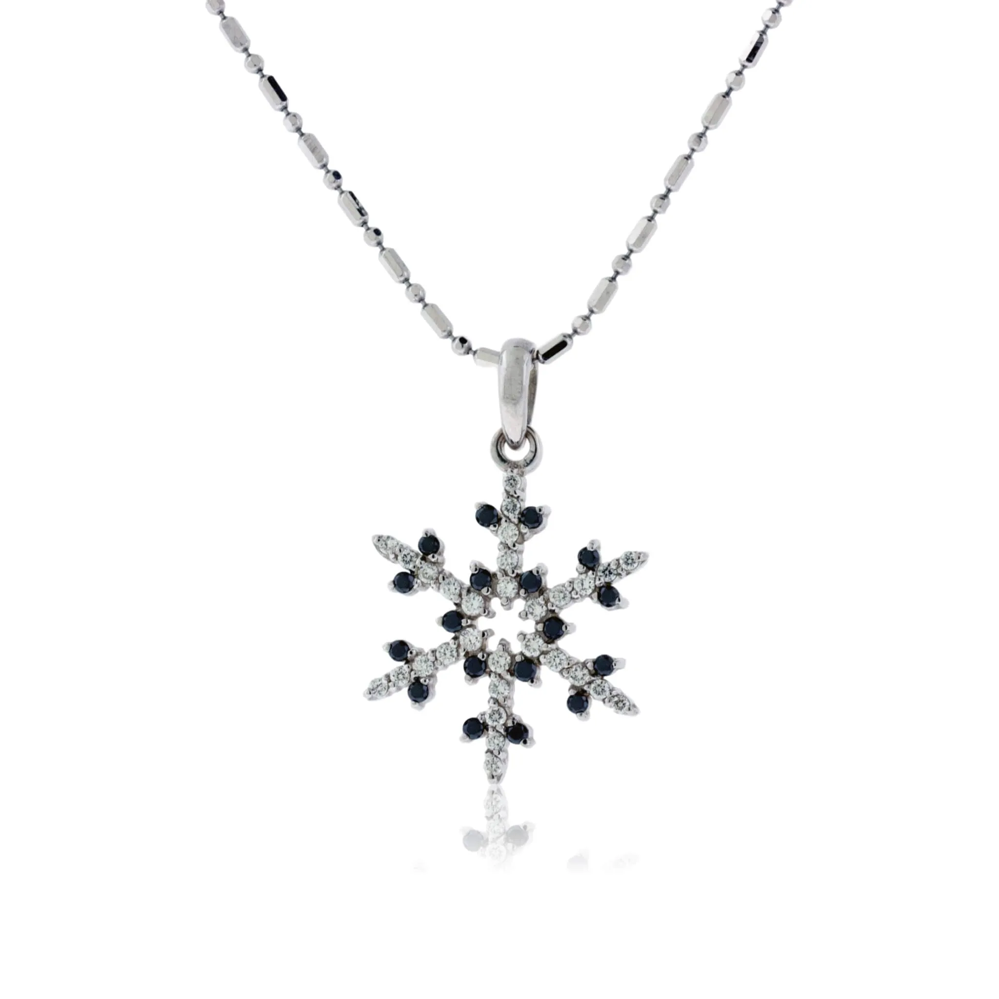 1/3 Carat Pave Diamond and Colored Tipped Snowflake Necklace