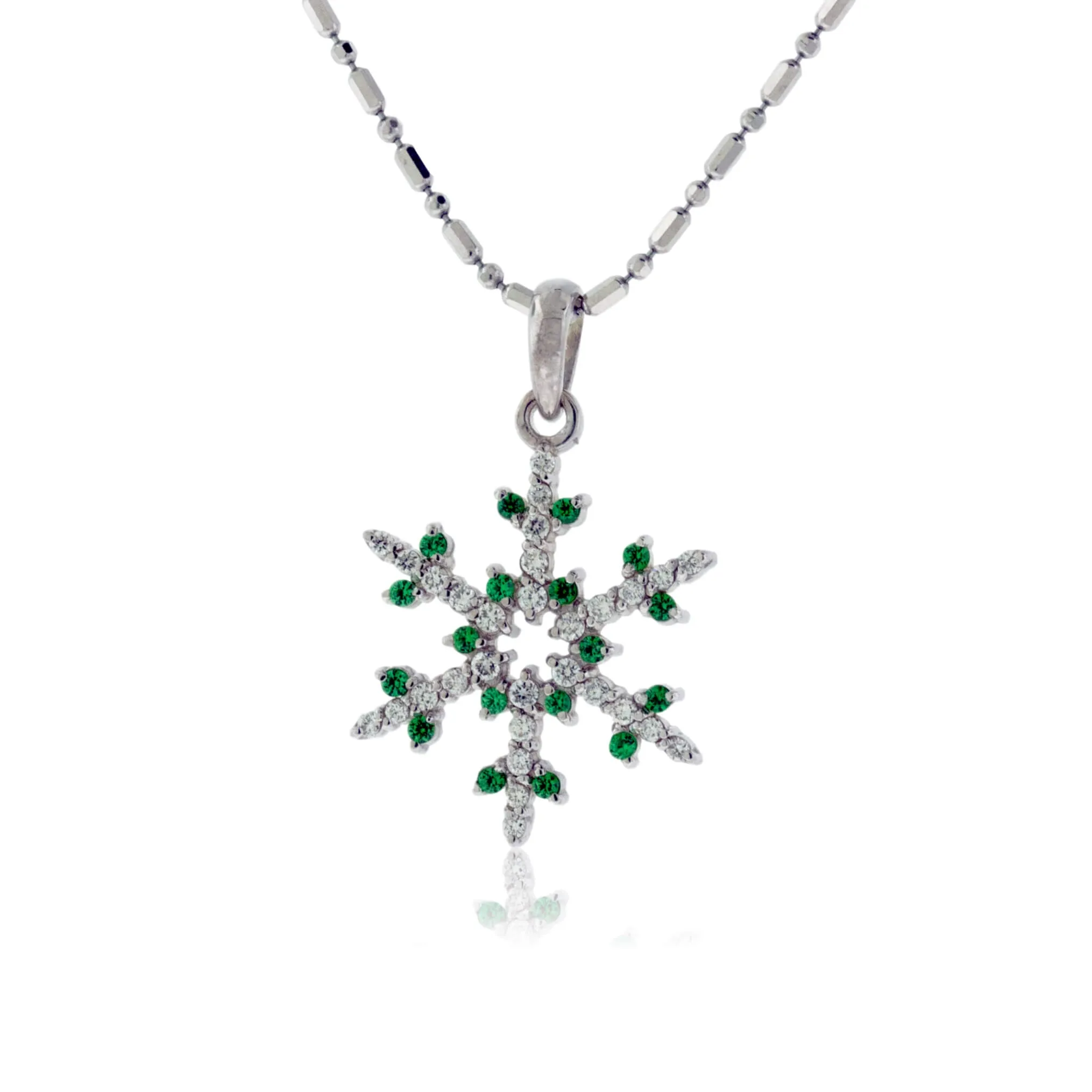 1/3 Carat Pave Diamond and Colored Tipped Snowflake Necklace