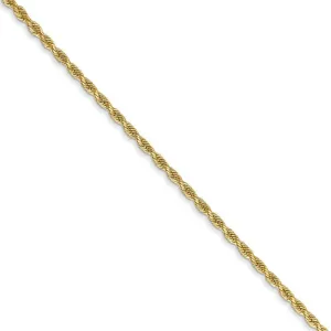 1.3mm 14k Yellow Gold Solid Diamond Cut Rope Chain Bracelet & Anklet