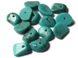 14 12mm x 9mm Turquoise Blue Chip Beads Vintage Lucite New Old Stock Beads