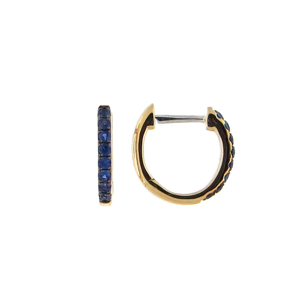 14 Karat Yellow Gold Sapphire huggy earrings