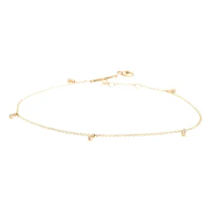 14k 5 Dangling Diamond Anklet