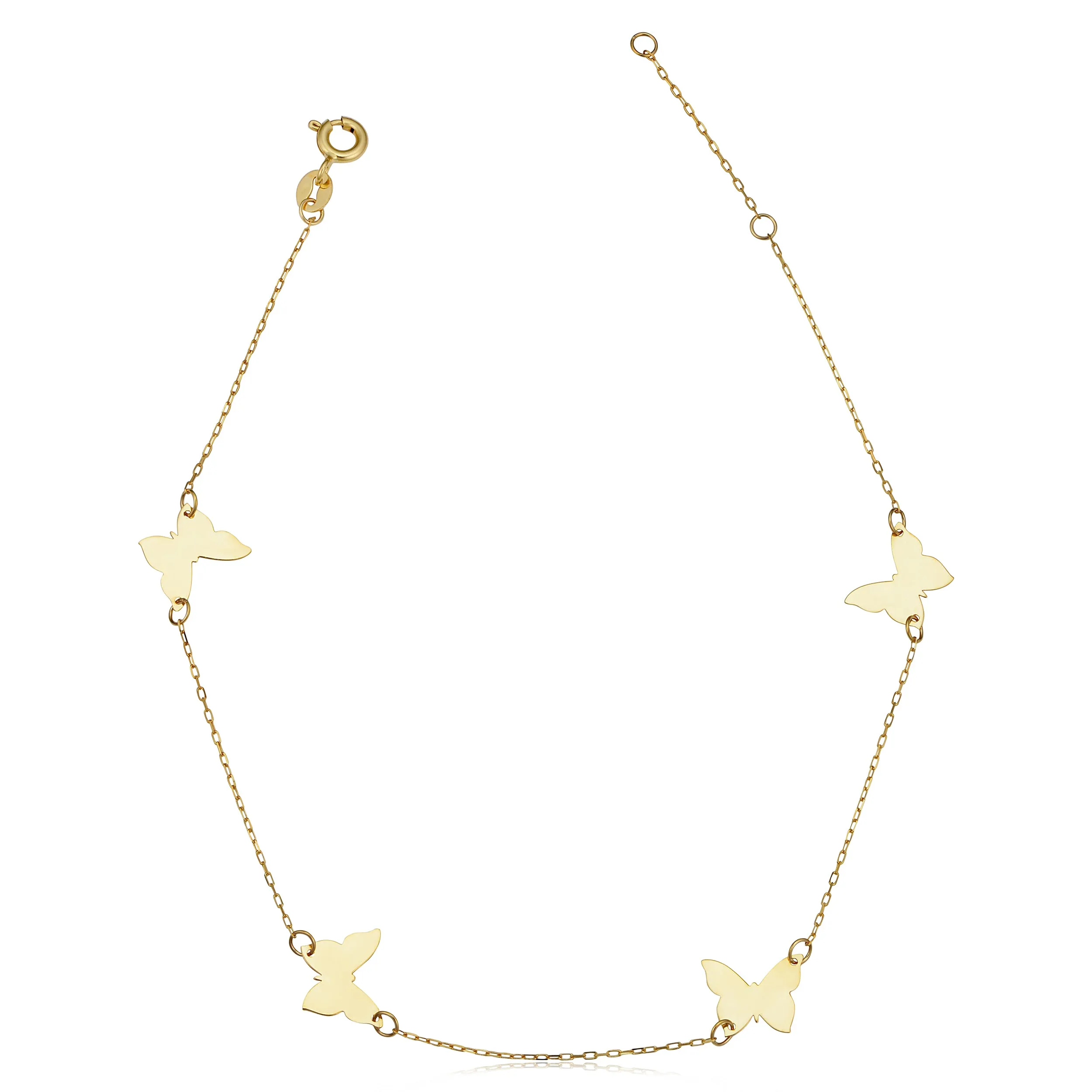 14k Gold Butterfly Station Anklet