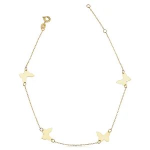 14k Gold Butterfly Station Anklet