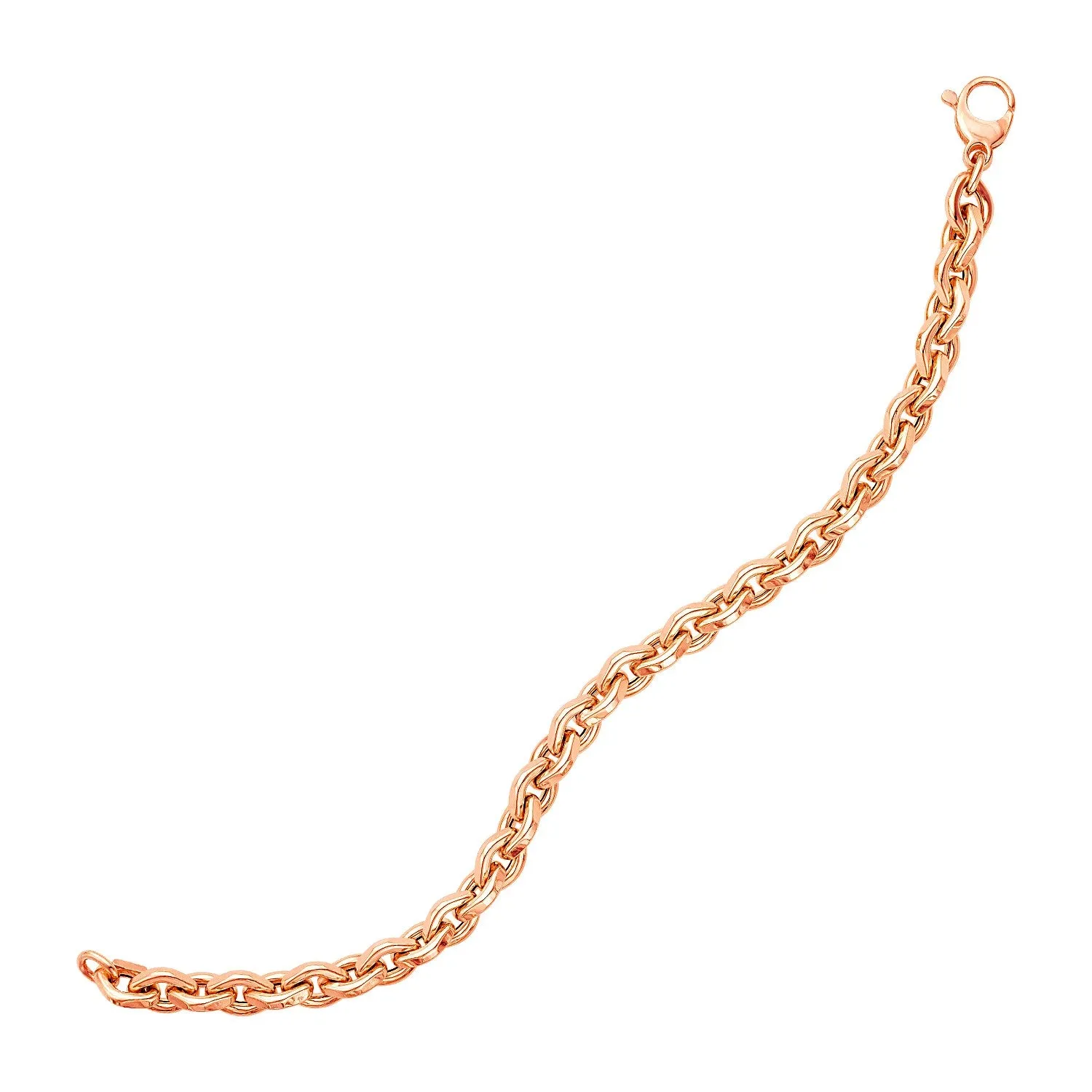 14k Rose Gold 7 1/4 inch Rolo Chain Bracelet