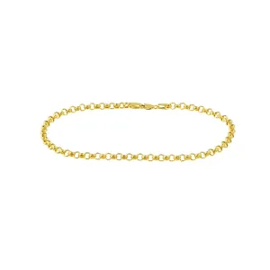 14K Yellow Gold 3.75mm Hollow Rolo Chain Anklet