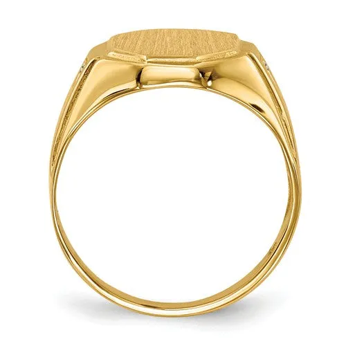 14k Yellow Gold Diamond Accented Signet Ring (Mens Sizes)