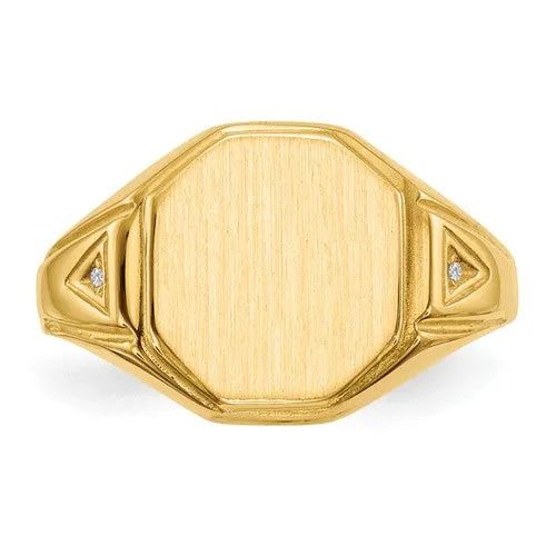 14k Yellow Gold Diamond Accented Signet Ring (Mens Sizes)