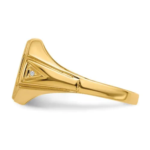 14k Yellow Gold Diamond Accented Signet Ring (Mens Sizes)