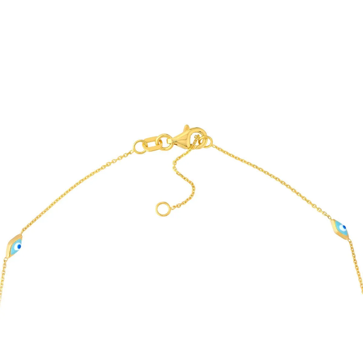 14K Yellow Gold Enamel Evil Eye Station Chain Anklet