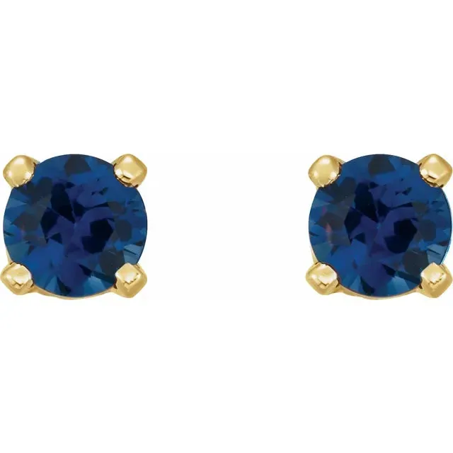 14K Yellow Gold Natural Blue Sapphire Earrings