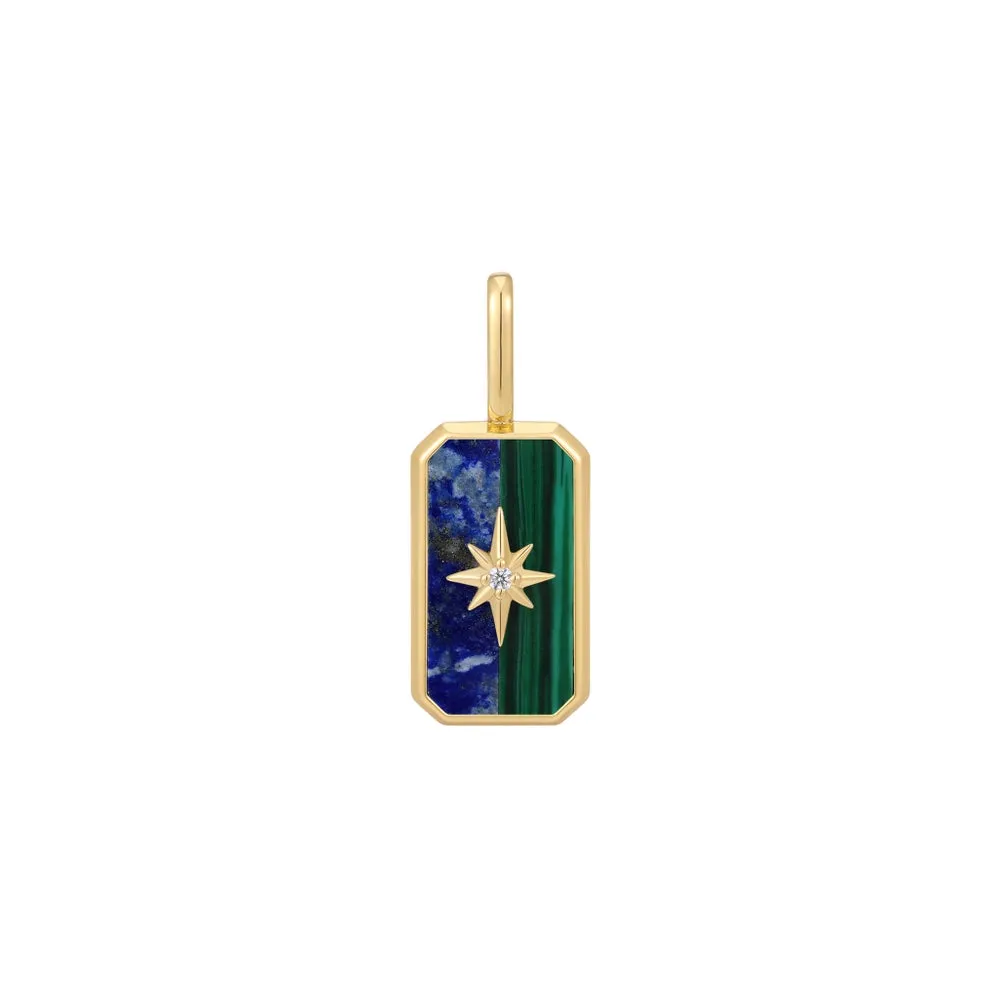 14K Yellow Gold Plated Lapis Lazuli & Synthetic Malachite Star Tag Charm by Ania Haie