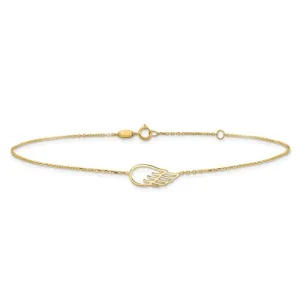 14k Yellow Gold Solid Wing With 1in Extender Anklet