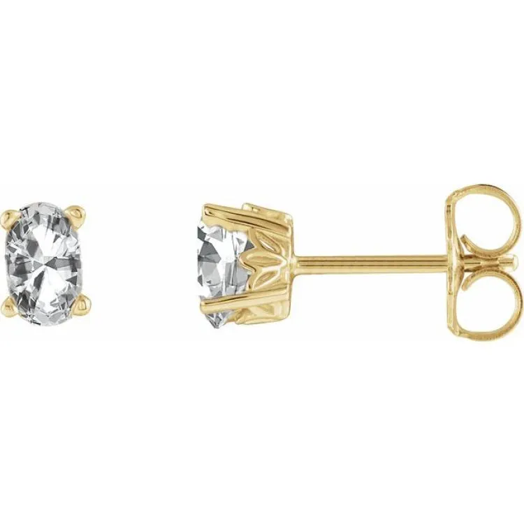 14K Yellow Natural White Sapphire Earrings