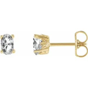 14K Yellow Natural White Sapphire Earrings