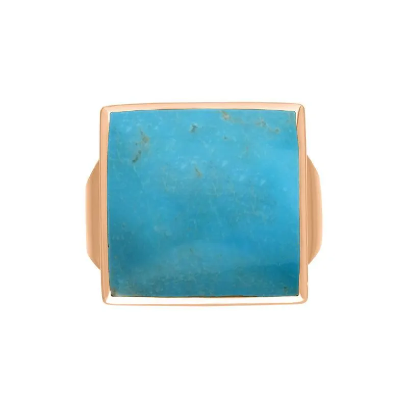 18ct Rose Gold Turquoise Small Square Ring