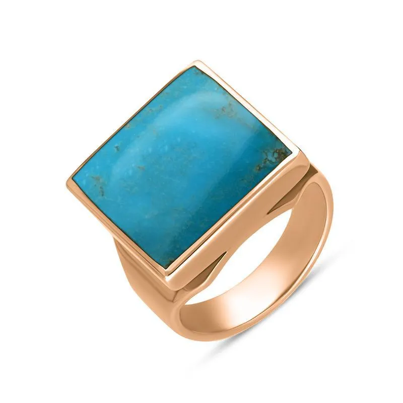 18ct Rose Gold Turquoise Small Square Ring