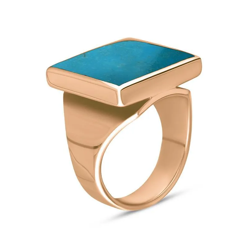 18ct Rose Gold Turquoise Small Square Ring