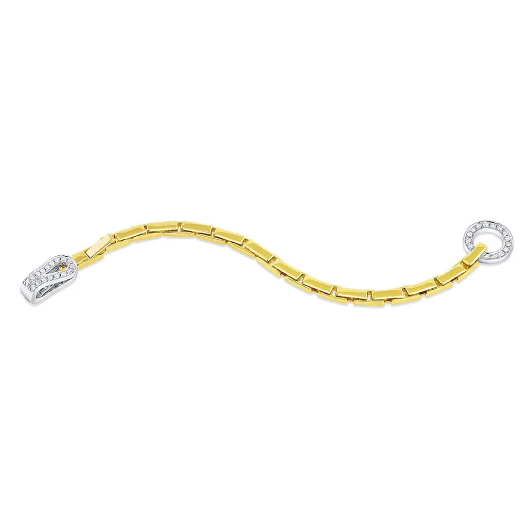 18k Gold 0.78ctw Diamond Loop Clasp Chain Bracelet