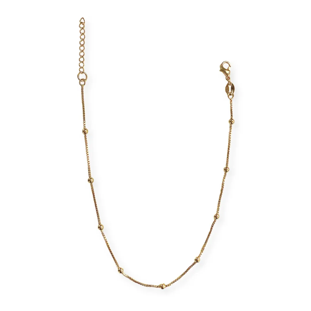 18K Gold Filled Ball Station Anklet