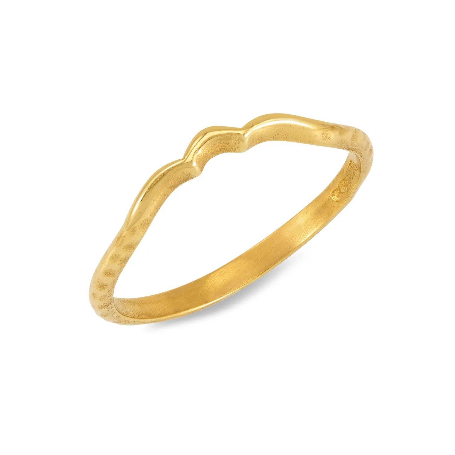 18k Gold Scalloped Wishbone Ring