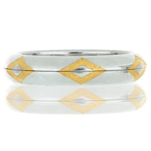 18k Yellow Gold and Polarium ZigZag Men's Wedding Band