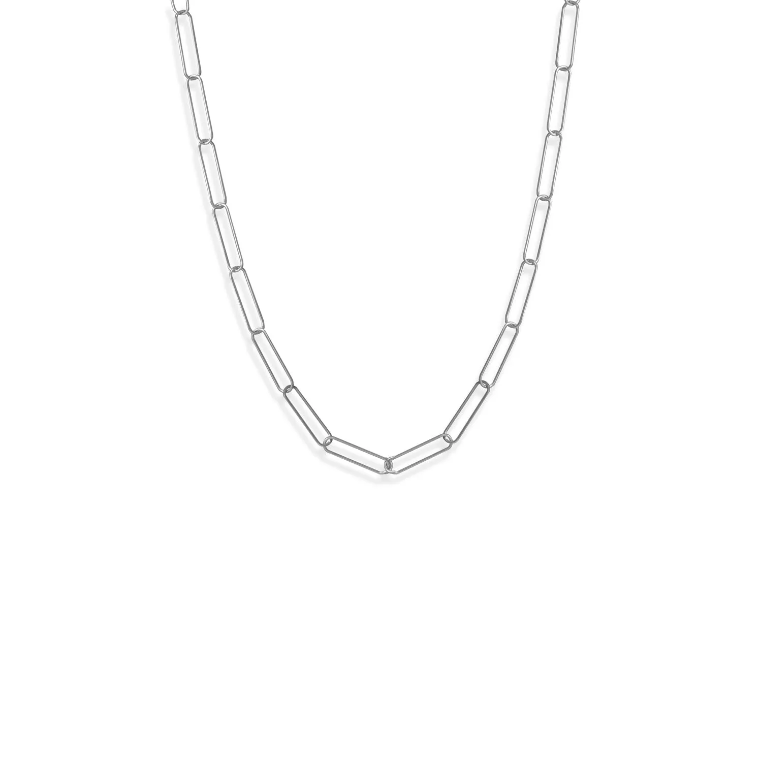 21" Rhodium Plated Paperclip Chain Necklace