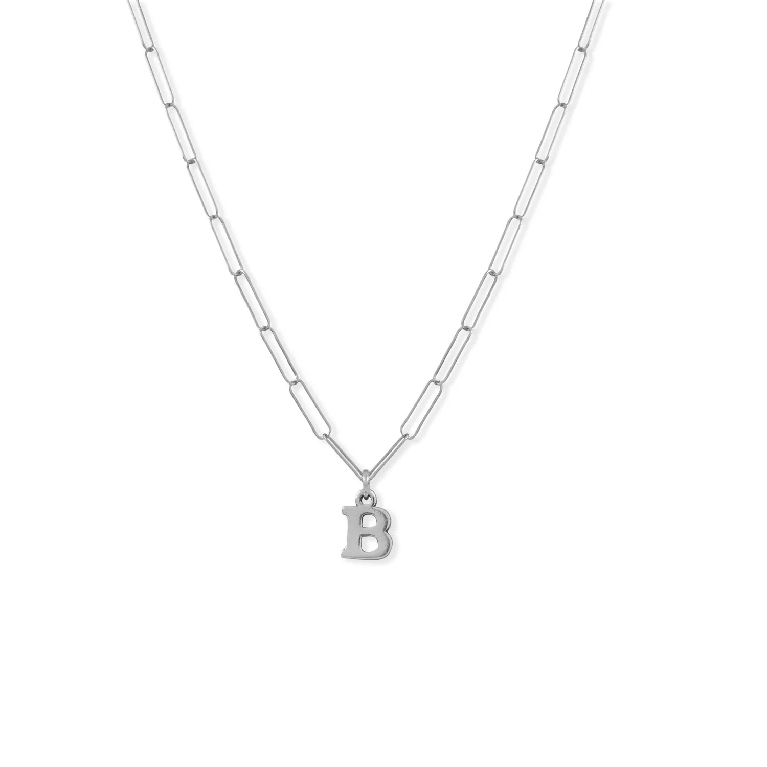 21" Rhodium Plated Paperclip Chain Necklace