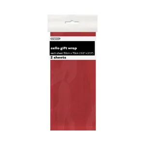 2pk Ruby Red Premium Cello Wrap Sheet 50x70cm