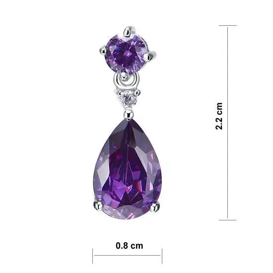 3 Carat Pear Cut Created Purple Sapphire 925 Sterling Silver Dangle Earrings MXFE8059