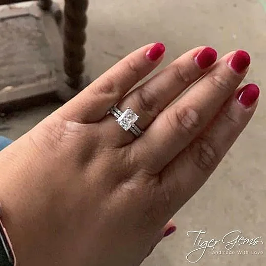 3 ctw Radiant Accented Solitaire Set