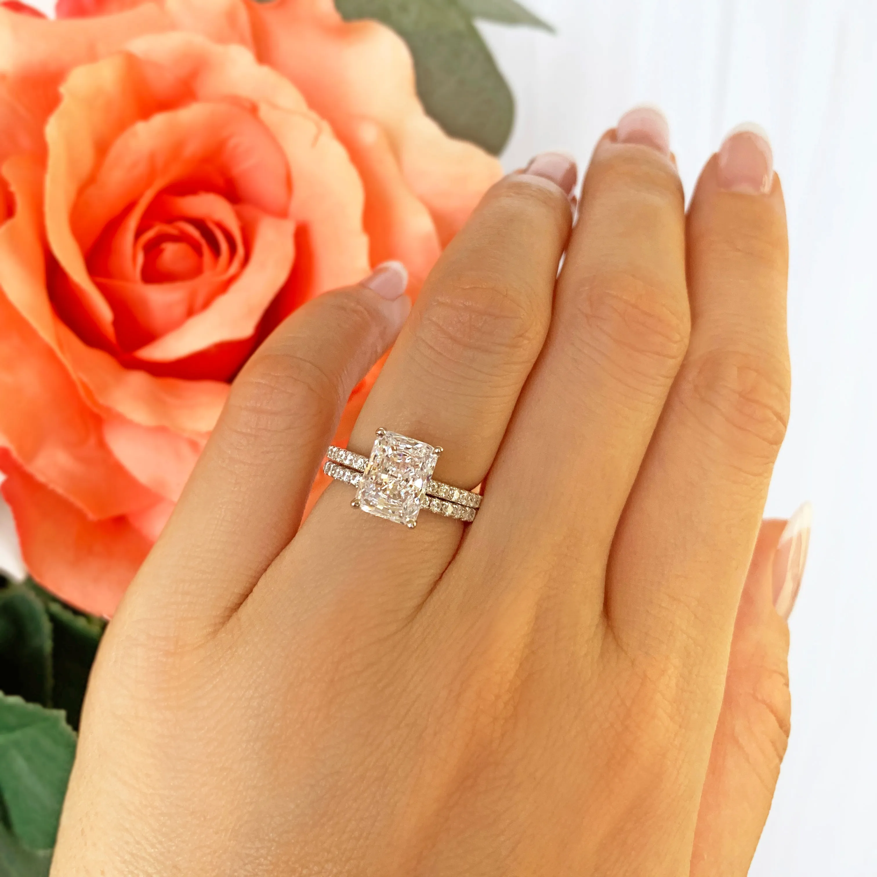 3 ctw Radiant Accented Solitaire Set