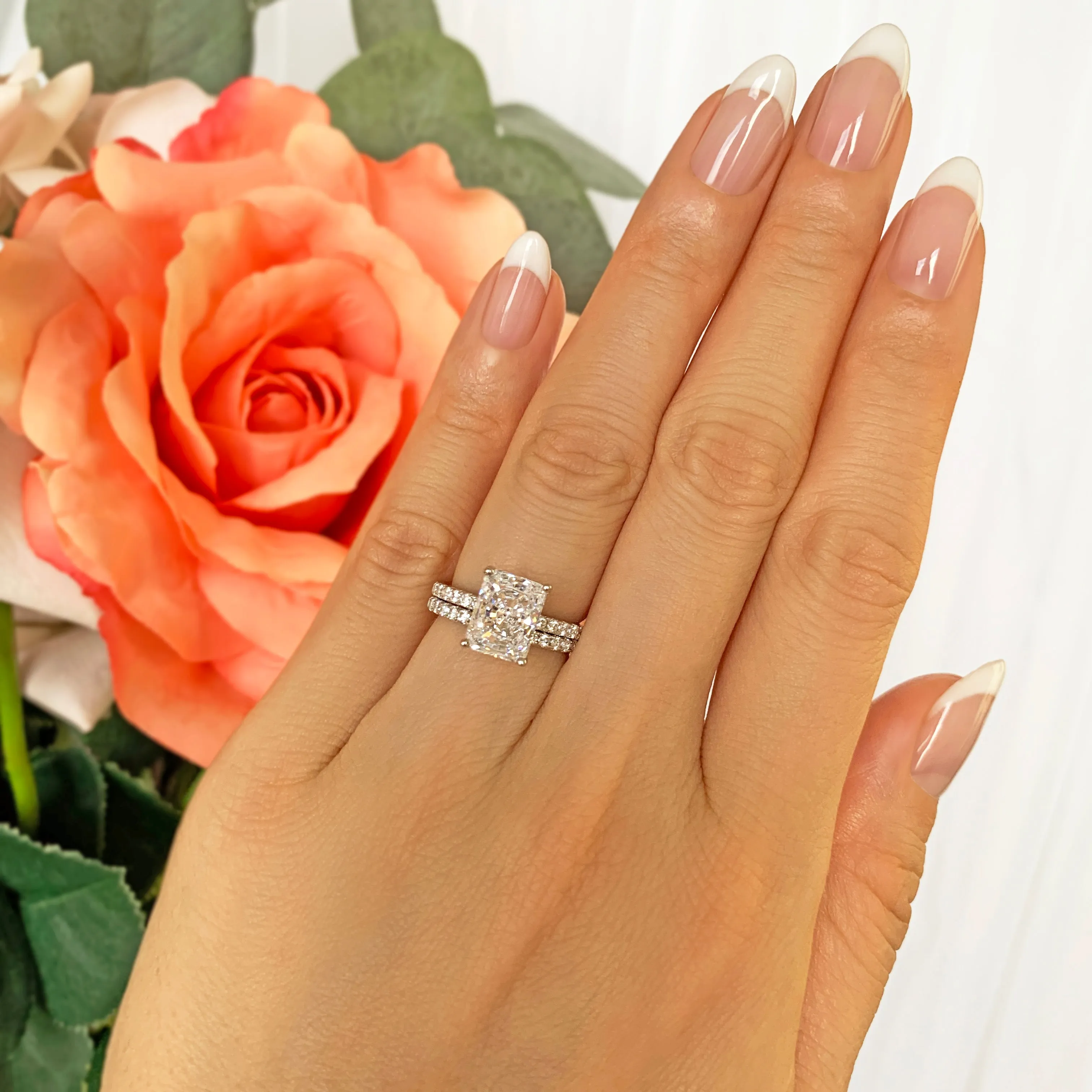 3 ctw Radiant Accented Solitaire Set