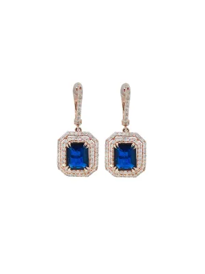 5.22ct Diamond Sapphire 14K Gold Dangle Drop Earrings