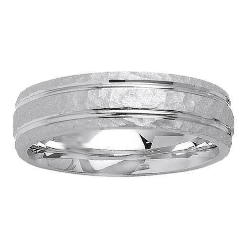 6mm Hammered Finish Mens Ring