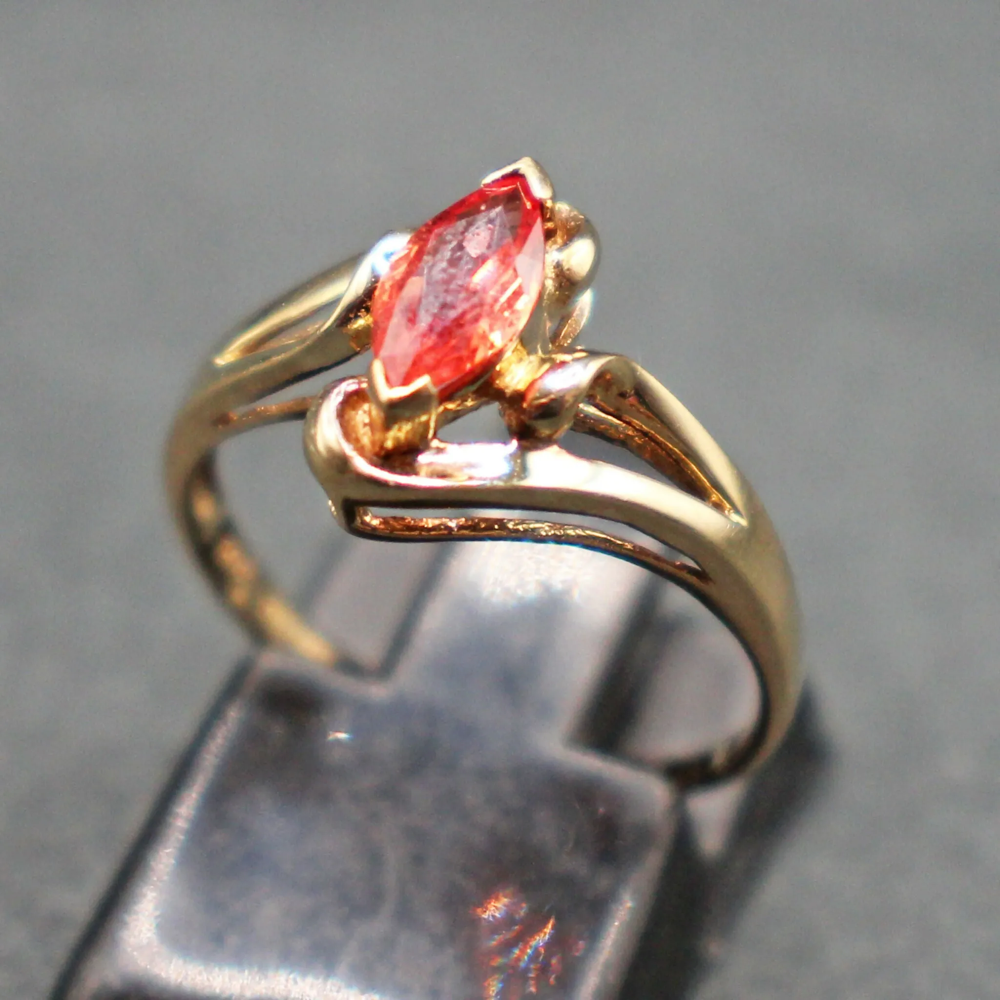 9ct gold marquis cut ruby crossover ring