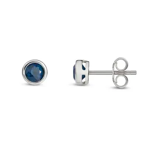 9ct White Gold Rub Over Sapphire 4mm Stud Earrings