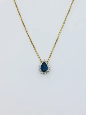 9ct Yellow Gold 0.08ct Diamond & Sapphire Necklace  71P636ZKS9