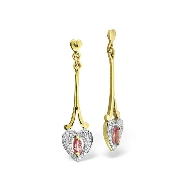 Acotis Diamonds 9K Gold 0.01ct Diamond Pink Sapphire Earrings Z1443