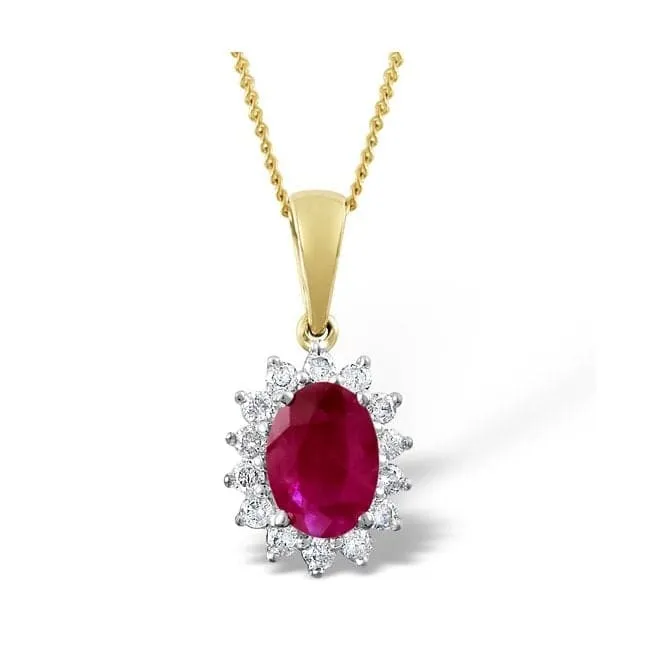 Acotis Diamonds 9K Gold 0.21ct Diamond Ruby Pendant E2709