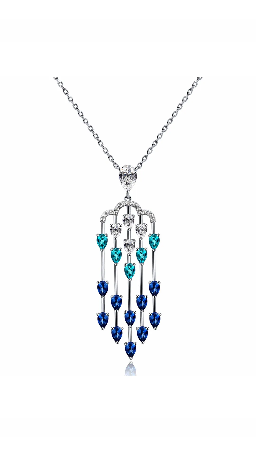 Alba Necklace Sapphire Rain White Gold Plated