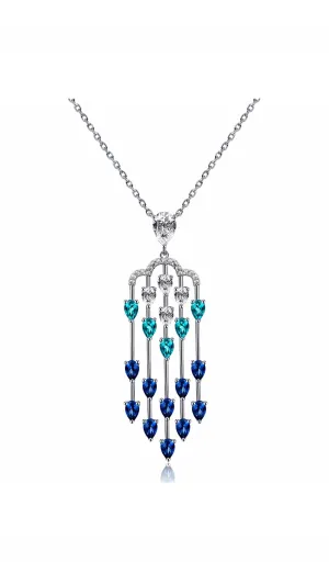 Alba Necklace Sapphire Rain White Gold Plated