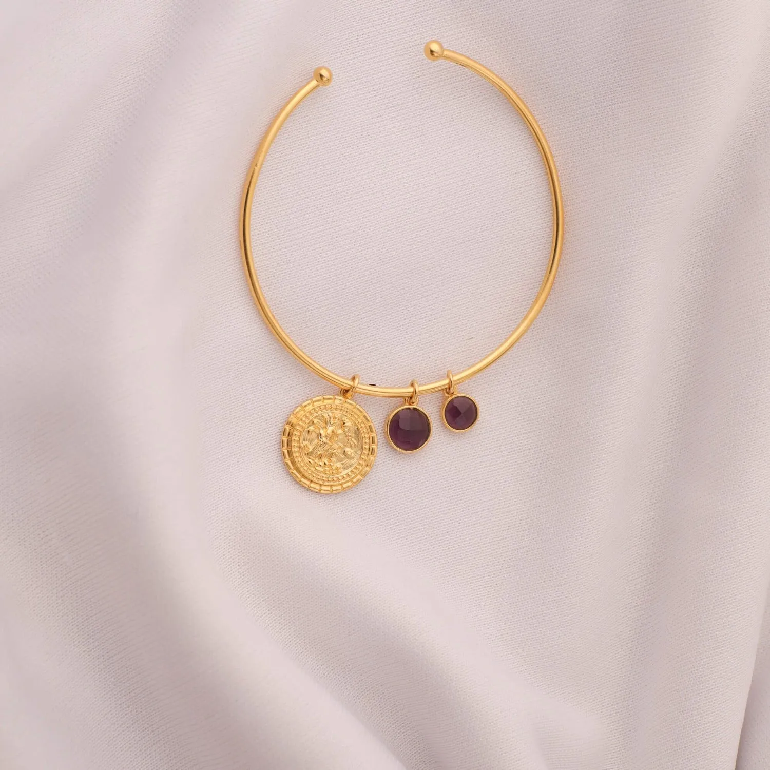 Amethyst Aquarius Zodiac Gold Plated Silver Chain Bracelet