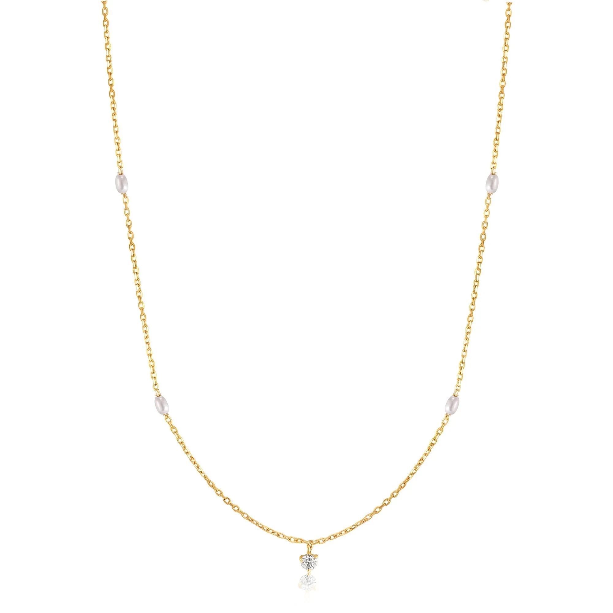 Ania Haie 14kt Gold Pearl and White Sapphire Necklace